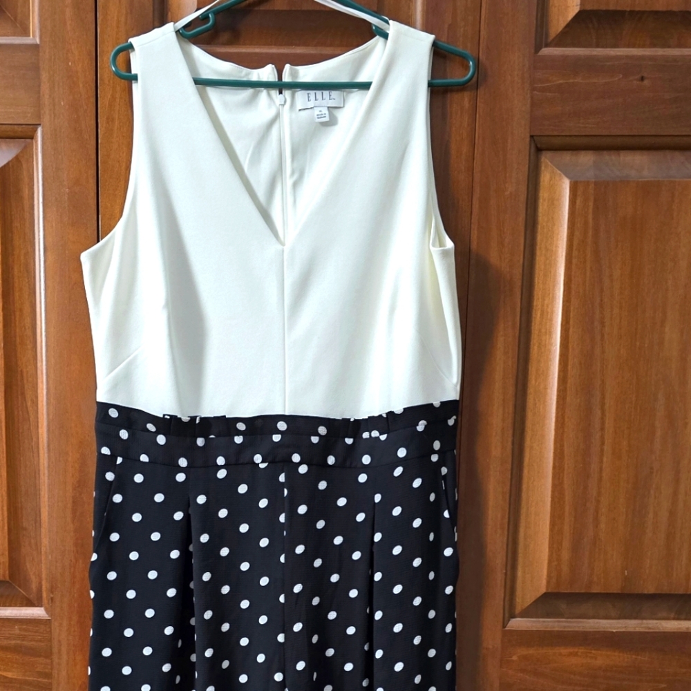 White and Navy Polka Dot Pantsuit